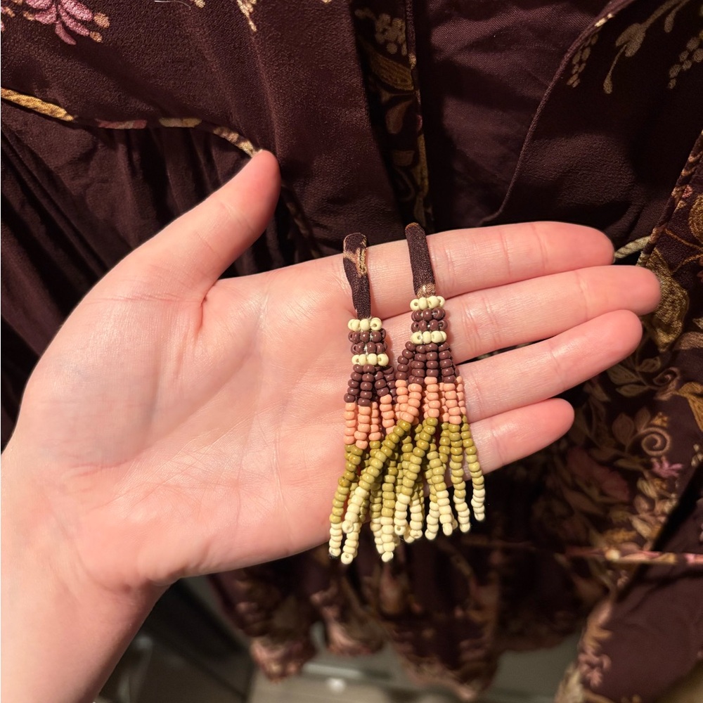 FARM Rio Maroon Floral Mini Dress with Pink and Gold Embroidery - M - Picture 5 of 5